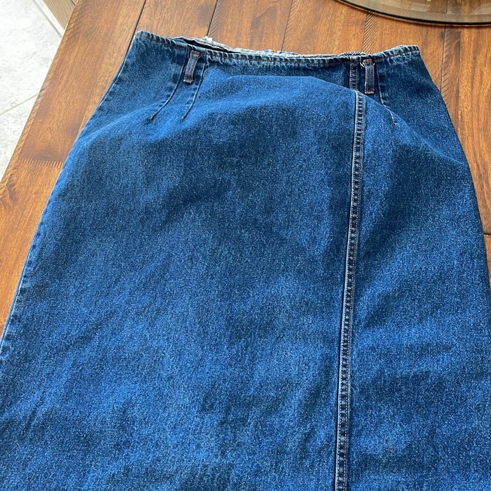 Denim Blue Frayed Hem Skirt - Picture 10 of 16